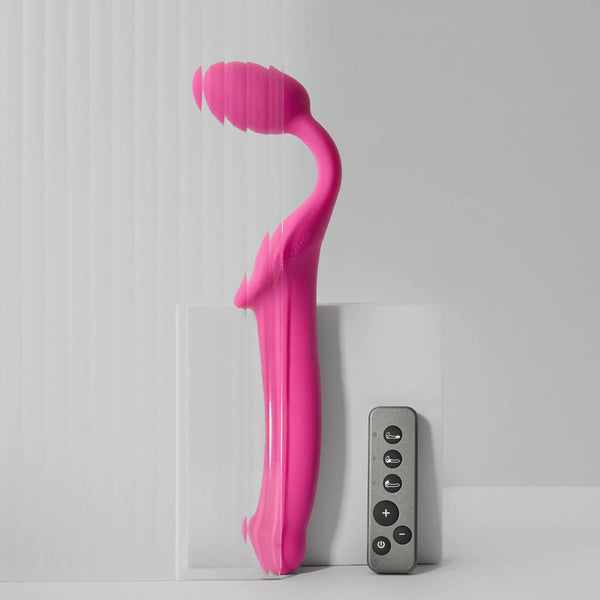 Strap-on Vibrant Télécommandé 3 Moteurs - Télécommande rechargeable - Fushia